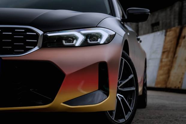 Colour-shift wrapped sedan